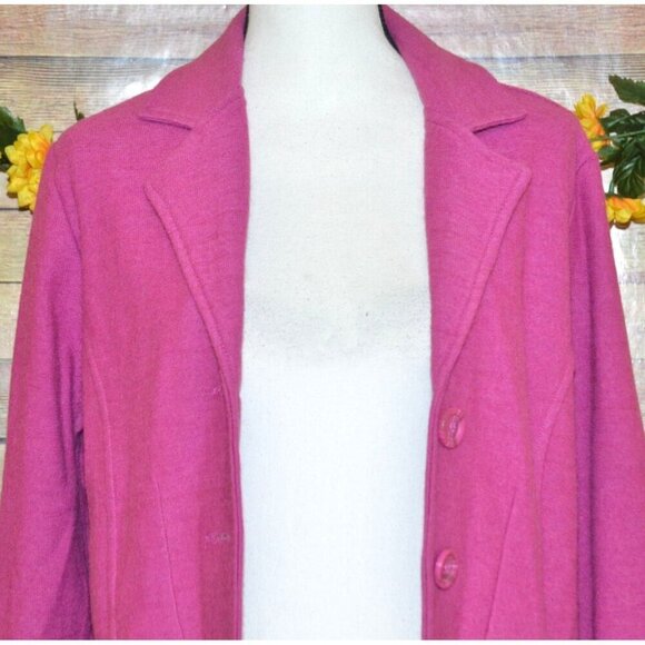 Appleseed's Ladies M Plum Purple 100% Wool Sweater Jacket Button Up Warm Career - Picture 4 of 11